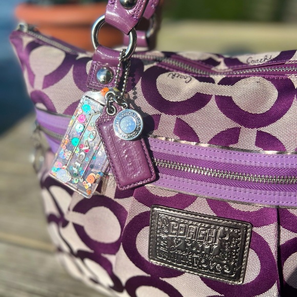 Coach Handbags - Coach Poppy Purple Tote With Coach Glitter Tag  & Silver Charm